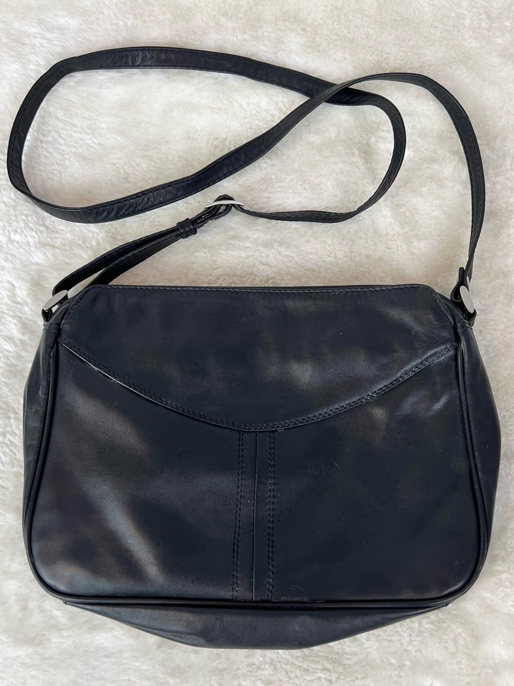 Derek Alexander Classic Black Leather Crossbody Bag